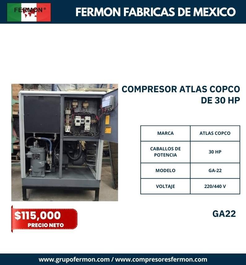 COMPRESOR ATLAS COPCO DE 30 HP USADO